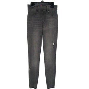 Spanx Gray Distressed Back Pocket Skinny Knit Ankle Pants Womens Size XS Pull On